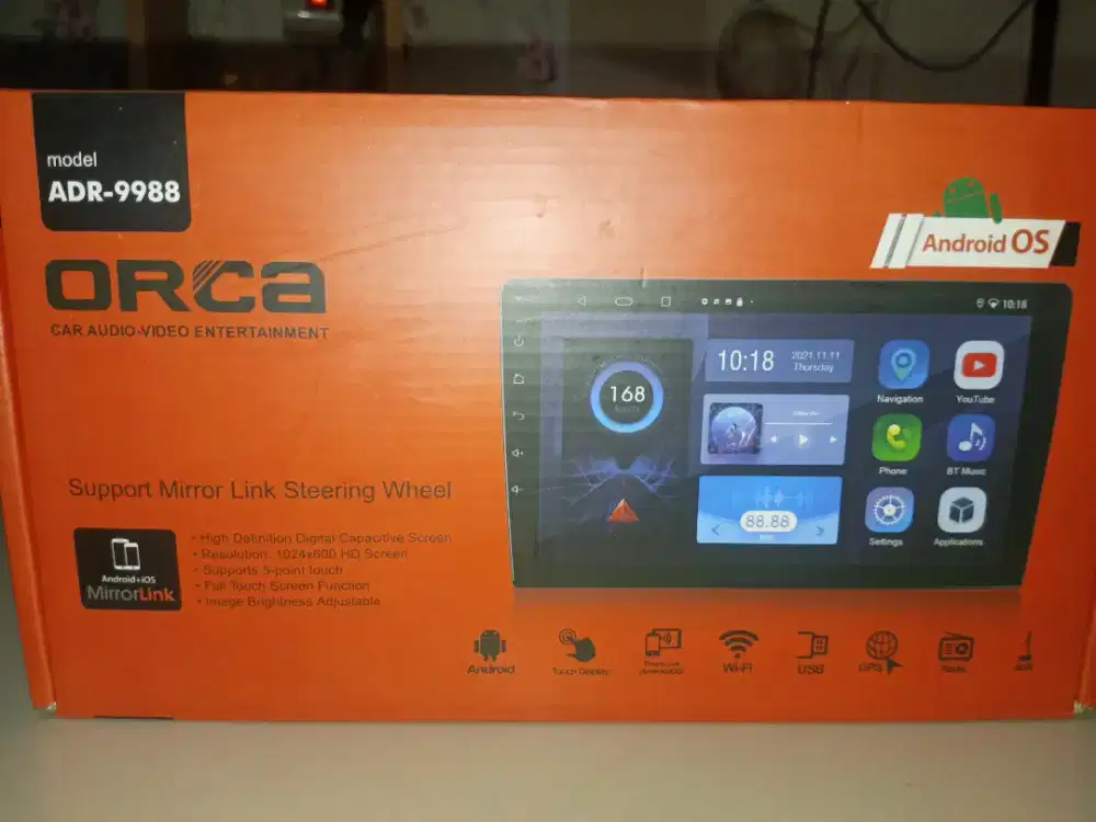 HEAD UNIT ANDROID MERK ORCA ADR 9988 2GB 9 INCH