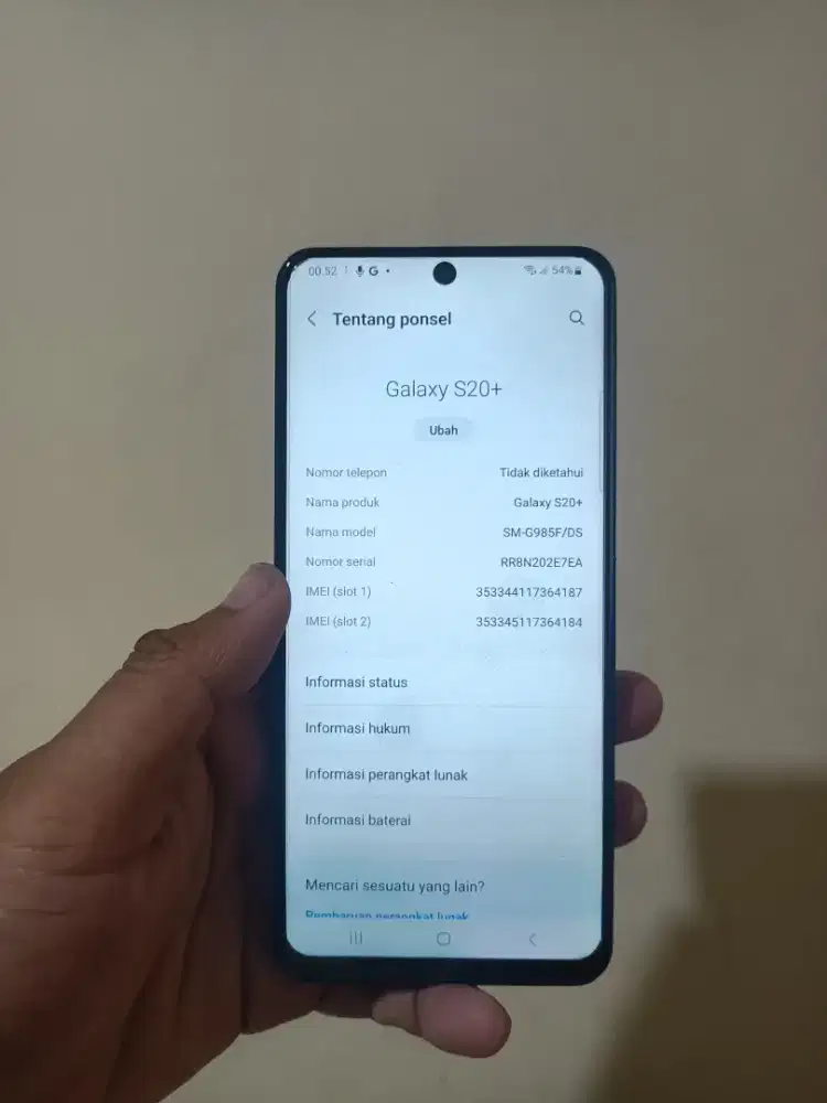 Samsung s20 + (Simak deskripsi)