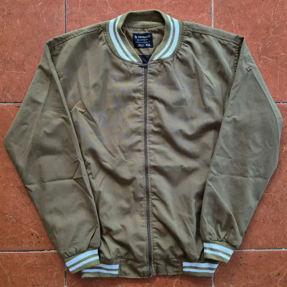 Ribsgold Bomber Jumper Jacket Brown Khaki Original Jaket Jeans Sweater