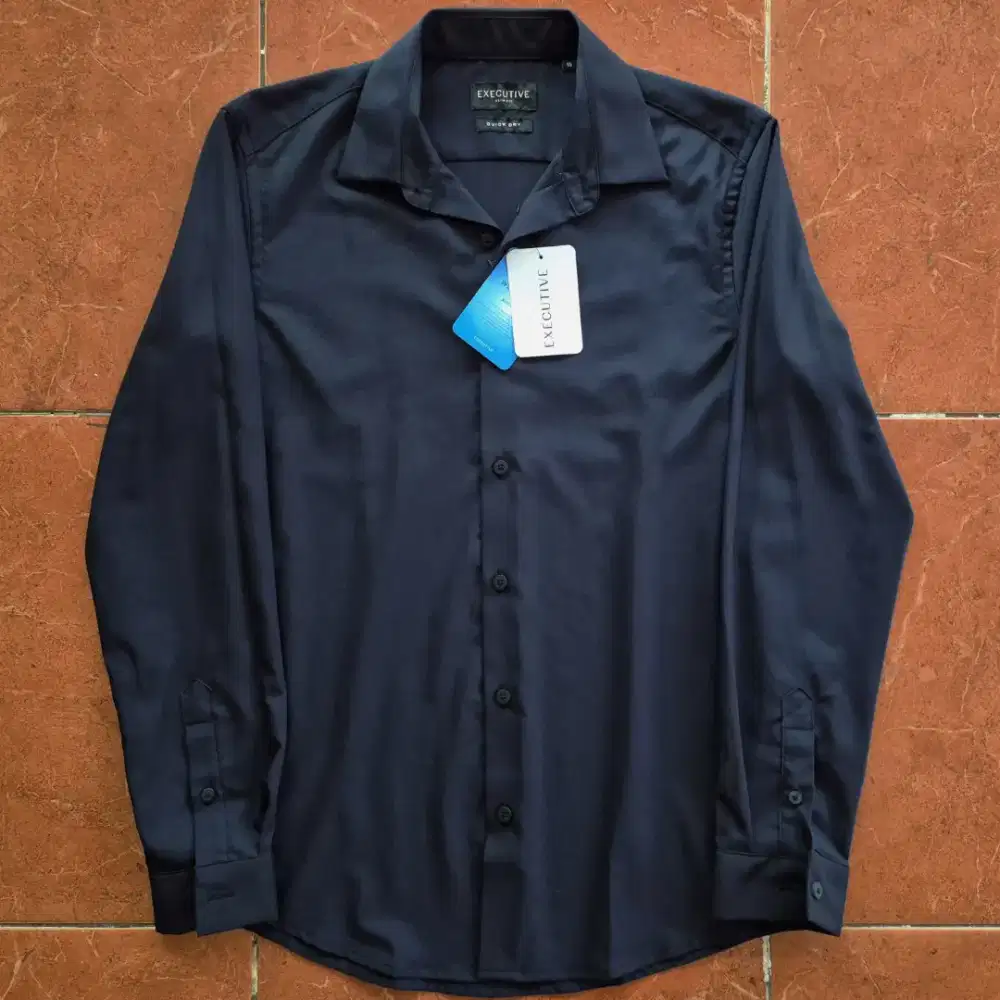 Executive Quick Dry Formal Shirt Black Original Kemeja Kaos Polo