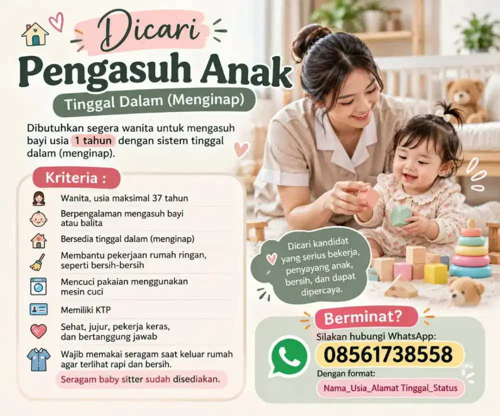 Dibutuhkan Baby Sitter menginap