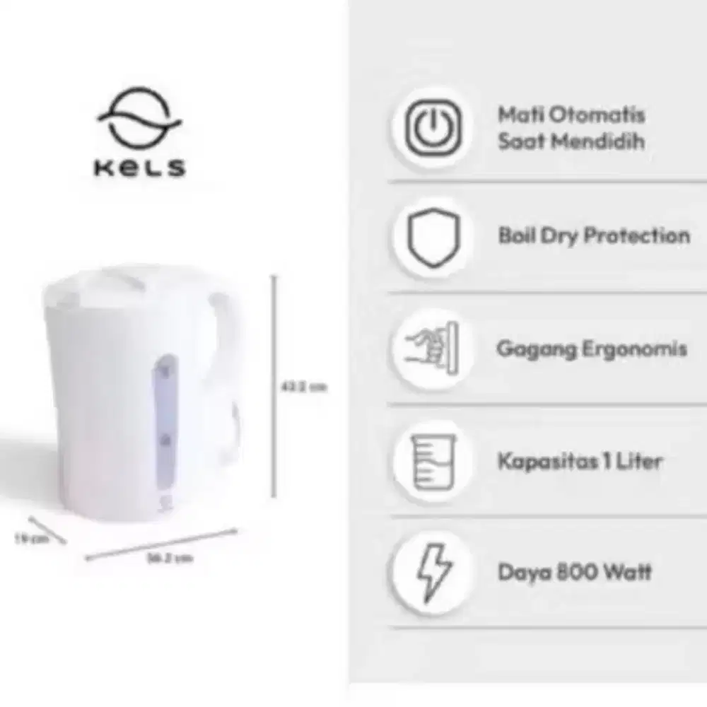 InformaTeko Listrik 1 Liter 800Watt Listrik Pemanas Air Teko