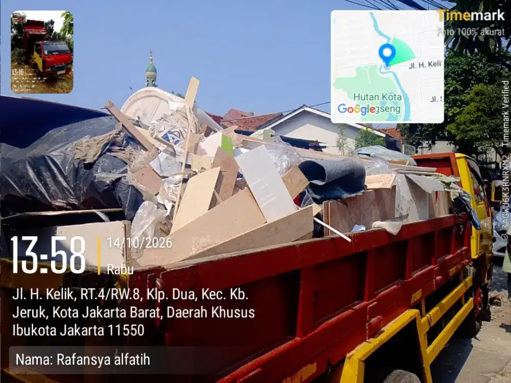 Buang puing proyek dan angkut sampah