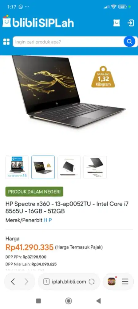 Core i7 RAM 16 GB HP SPECTRE X360 13-ap0052tu FULLSET