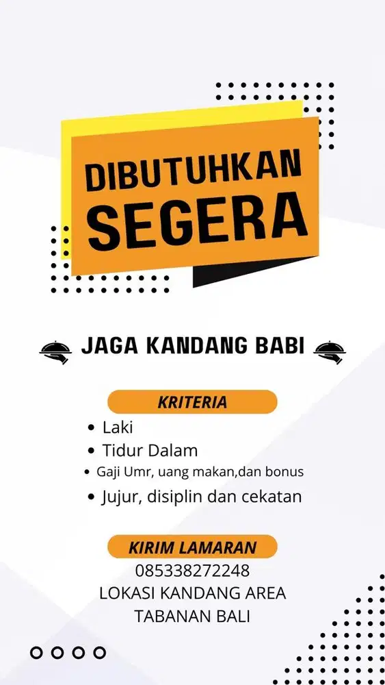 Dicari penjaga kandang babi