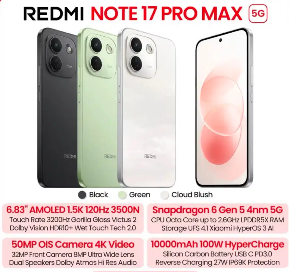 Xiaomi Redmi NOTE 17 PROMAX - 8/ 512GB. 10.000mAh