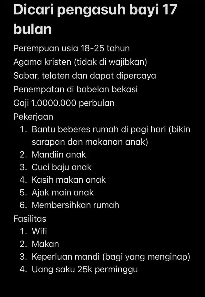 Pengasuh anak 17 bulan