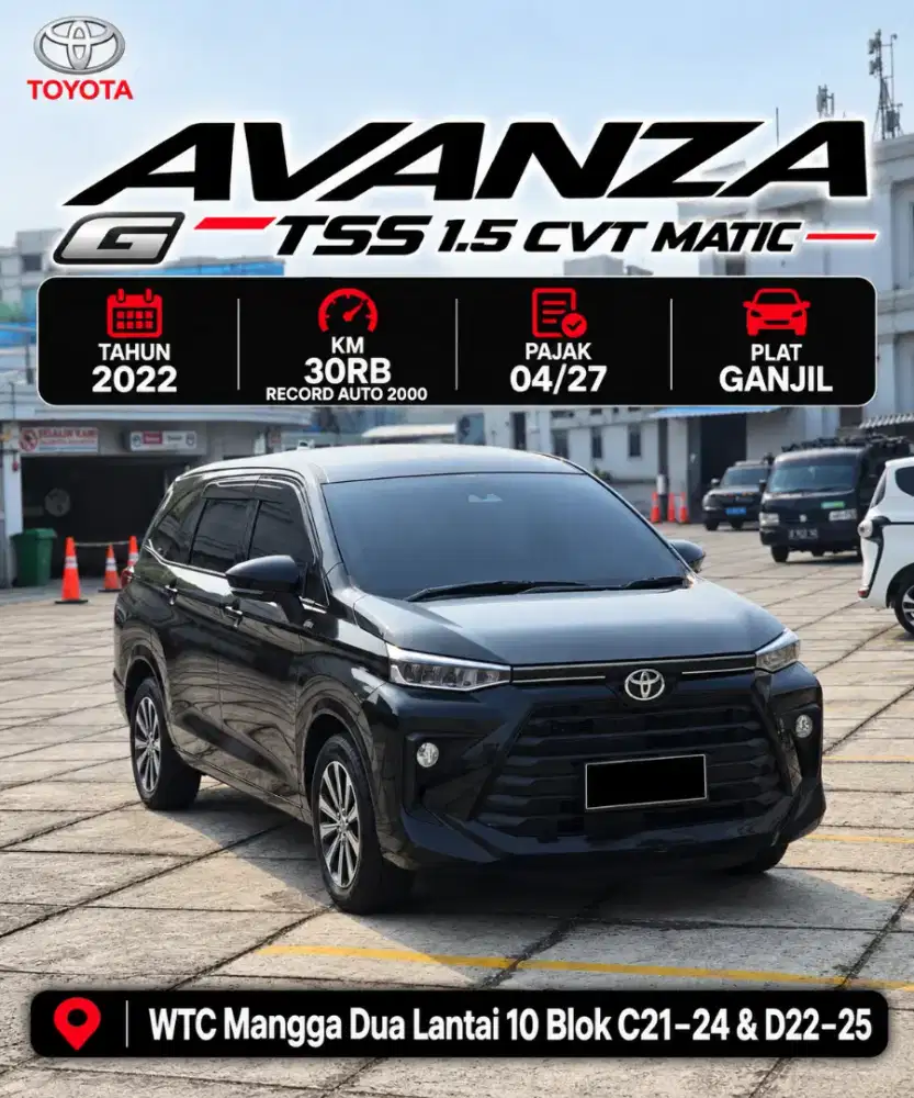 Avanza G 1.5 TSS matic tahun 2022 hitam
