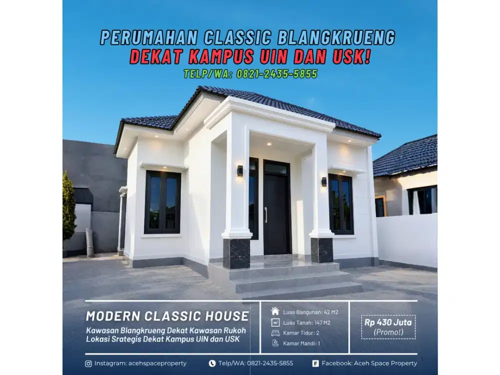 Dijual Rumah Classic di Blangkrueng - Dekat Kampus UIN dan USK Darussalam!
