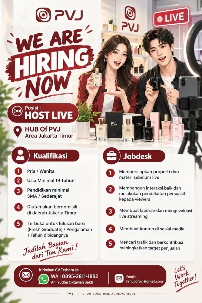 WE ARE HIRING - HOST LIVE AREA JAKARTA TIMUR
