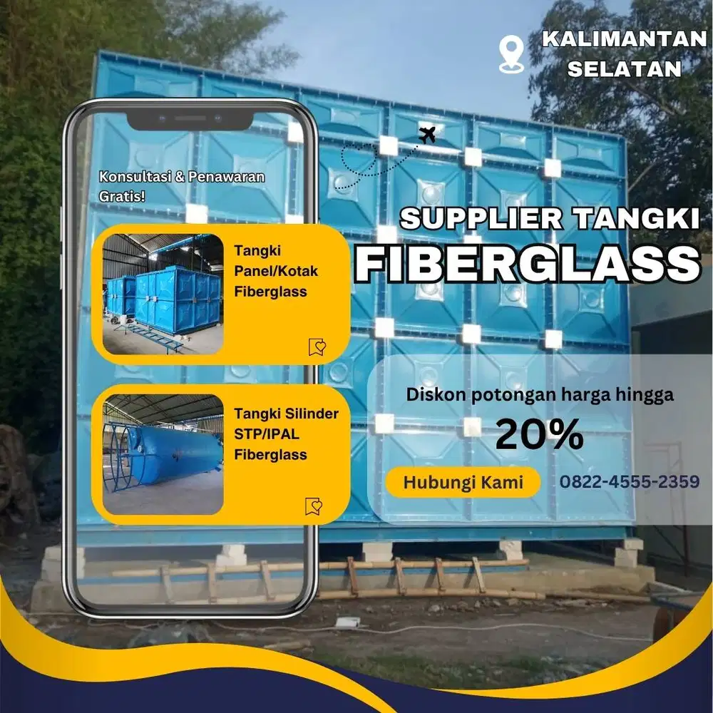 Tangki Fiberglass FRP-Panel Tank, Roof Ground Tank Tabalong