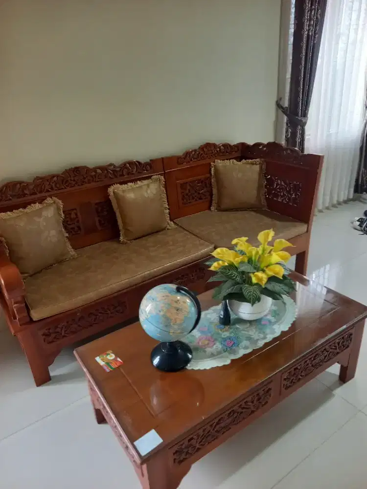 Dijual Kursi Tamu Full Kayu Jati Ukir Jepara Asli.