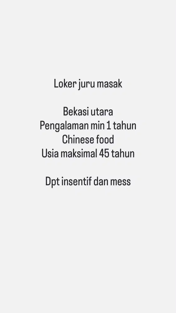 JURU MASAK UNTUK CAFE