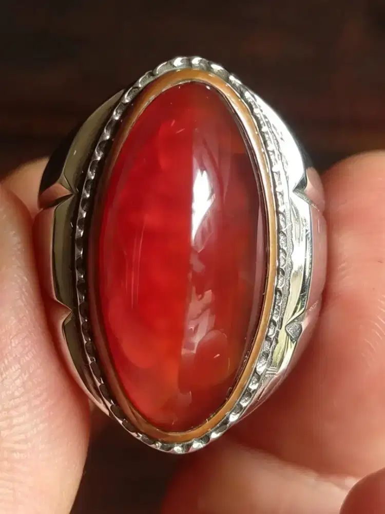 Cincin batu natural pandan merah