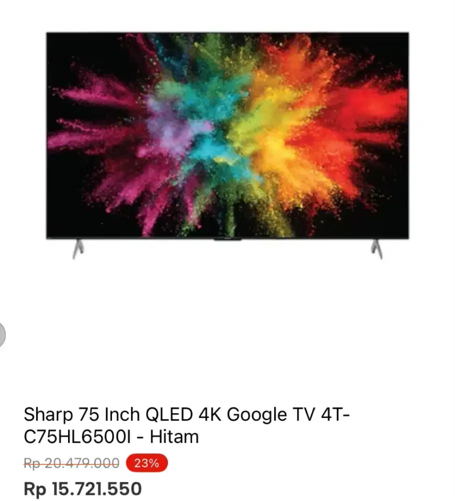 SHARP 75 INCH QLED 4K GOOGLE TV 4T-C75HL6500I