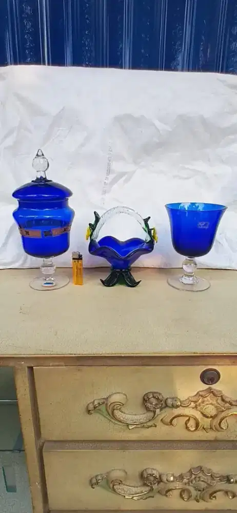 Toples kristal biru toples permen antik