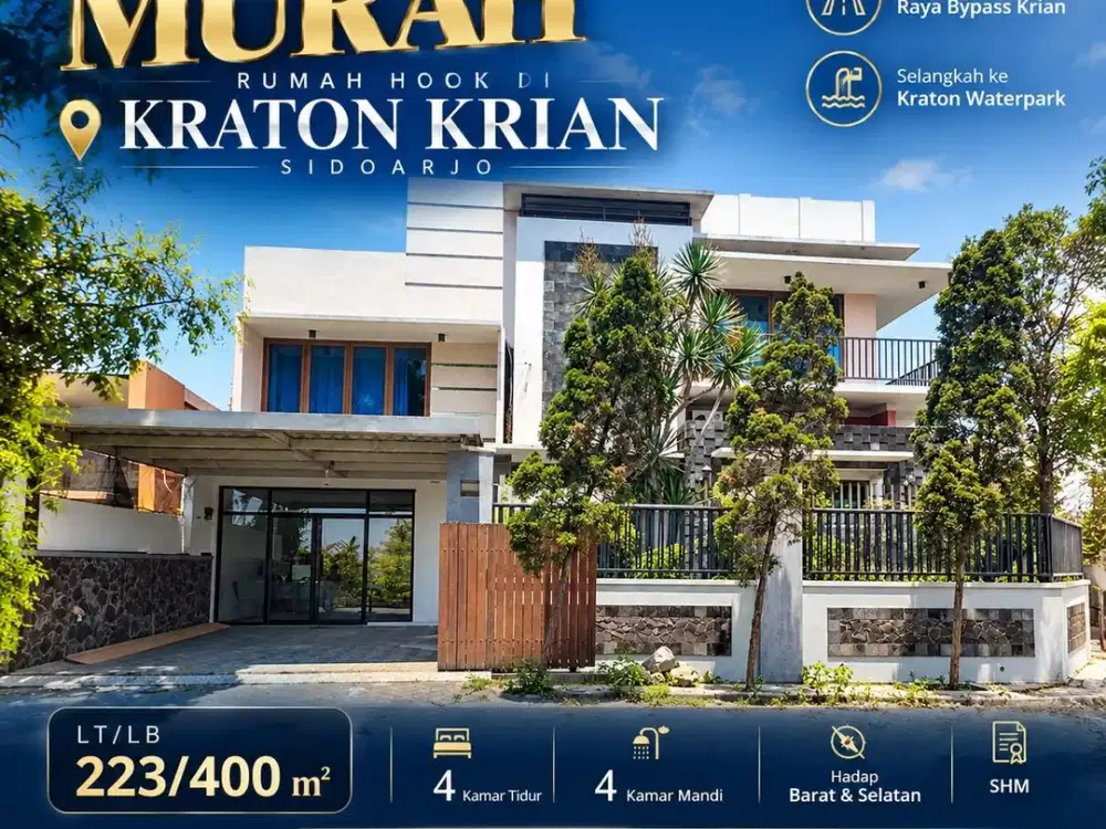 DIJUAL MURAH LELANG RUMAH HOOK DI KRATON KRIAN SIDOARJO