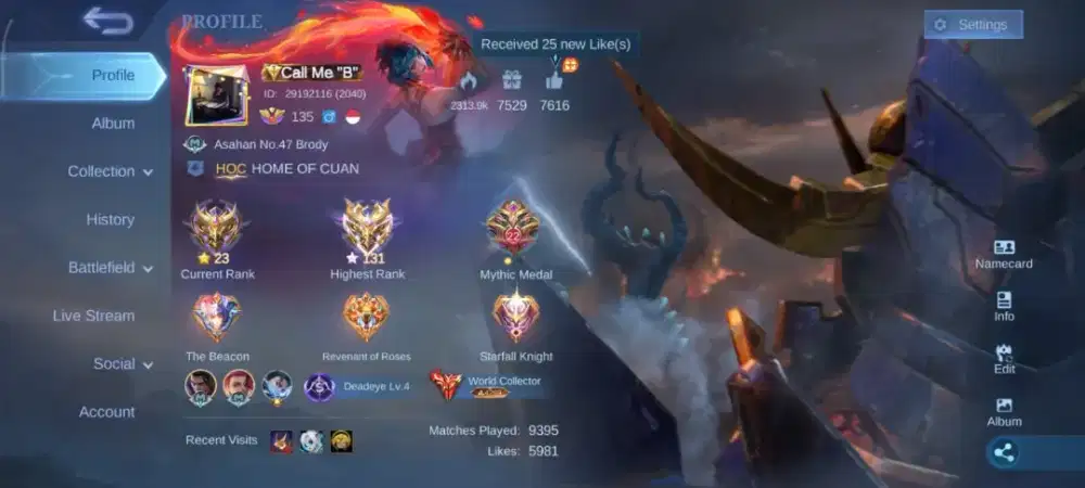 Akun Mobile Legend RP. 15.500.000