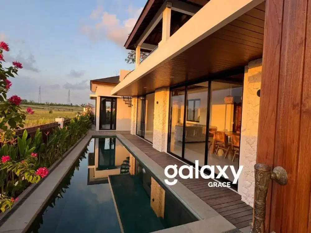 DIJUAL DAN LEASEHOLD RICE FIELD VIEW VILLA WITH PRIVATE POOL & ROOFTOP DI TABANAN