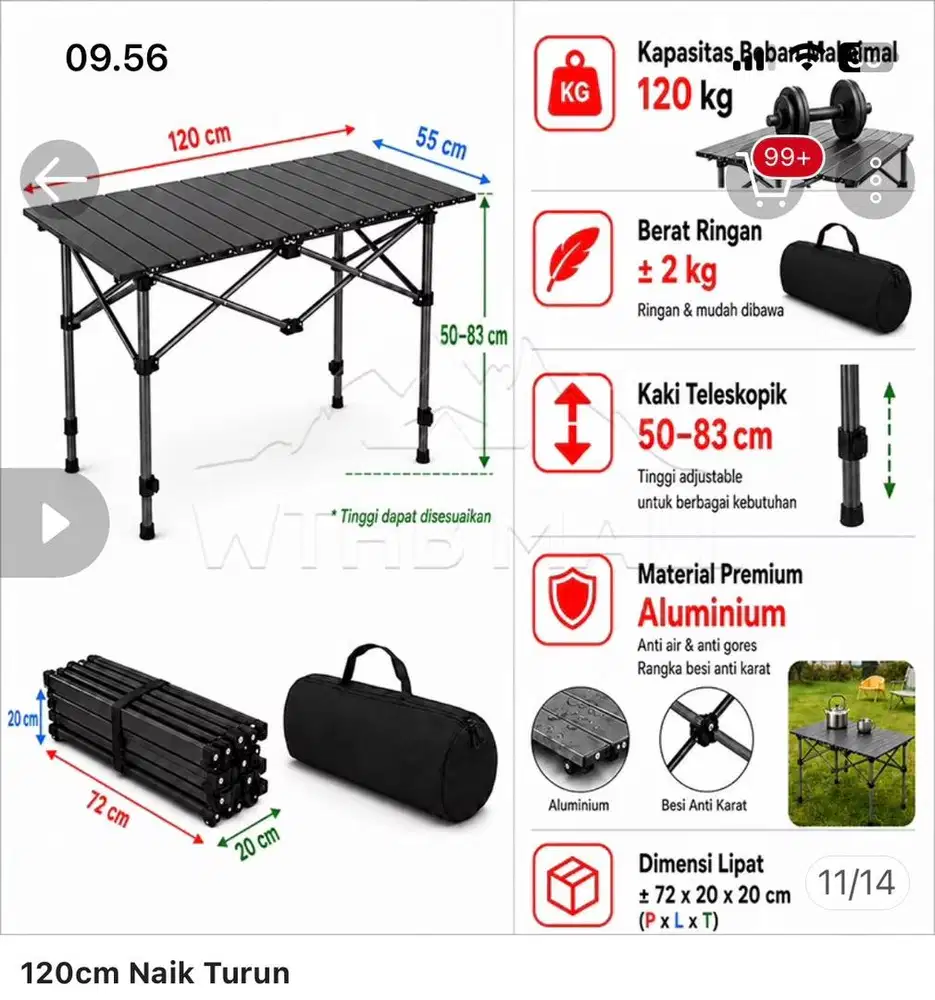 meja lipat camping
