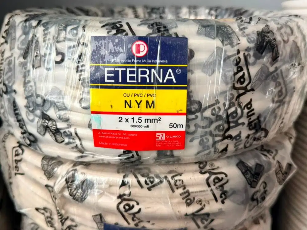 KABEL ETERNA 2x1,5 NYM Kabel Lidi/Kawat/Tunggal SNI Standar PLN 50m
