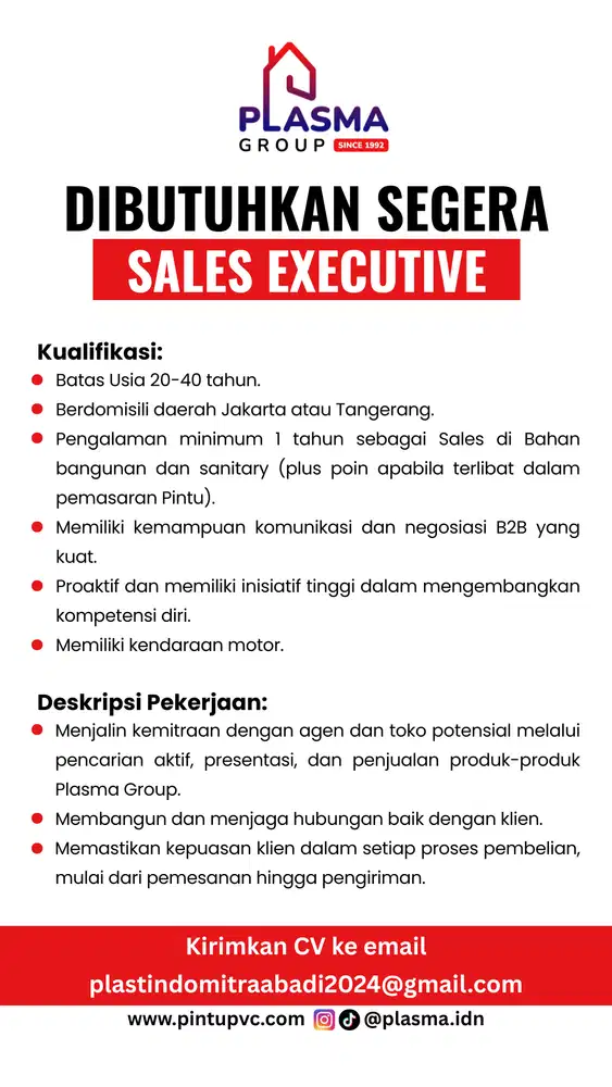 Sales Canvassing (Pintu & Bahan Bangunan) Area Jakarta