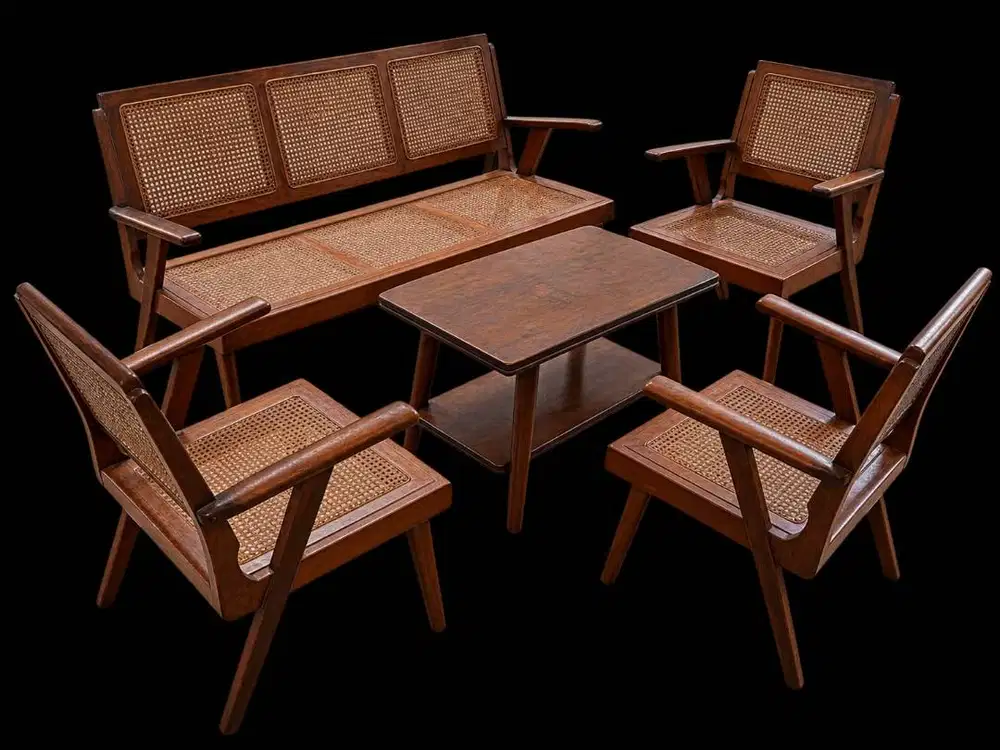 Full Set Sofa Kursi Tamu Jengki Vintage Jati 1950an Antik Mid Century