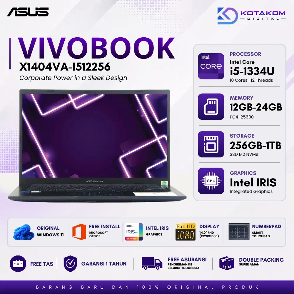 ASUS VIVOBOOK X1404VA-I512256 CORE I5-1334U 8GB 256GB IRIS XE WINDS11