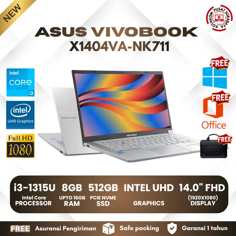 ASUS VIVOBOOK X1404VA-NK711 I3-1315U 8GB 512GB 14.0 FHD FREE WINDS11