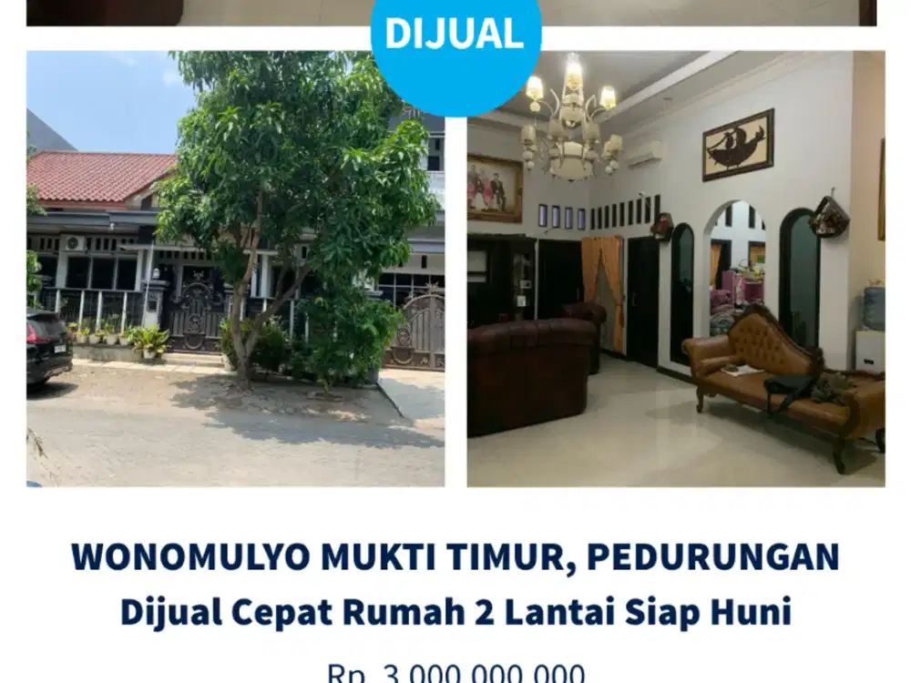 Dijual Cepat Rumah Luas 2 Lantai, Pedurungan, Semarang Timur