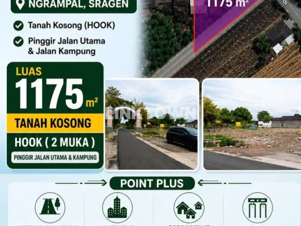 Tanah Kosong Hook di Ngrampal Dekat Akses Pintu Tol