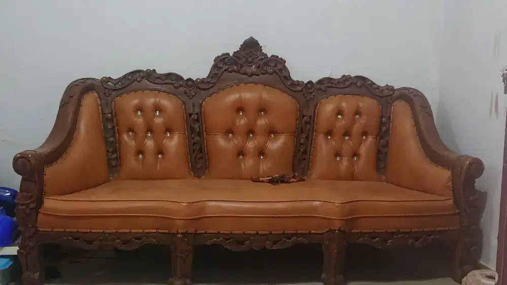 Jual set sofa kayu jati asli jepara