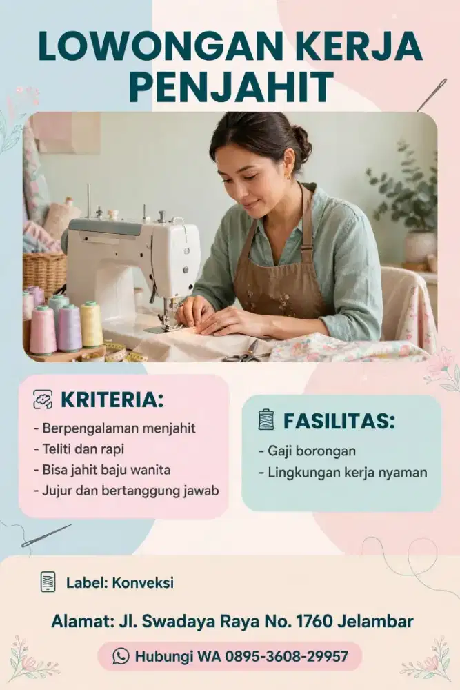 Lowongan penjahit jelambar