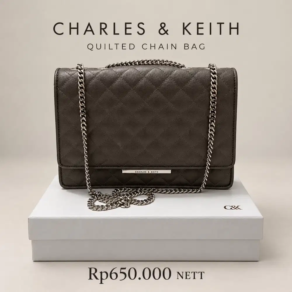 Tas Charles & Keith CK Quilted Rantai Silver – Rp650.000 NETT