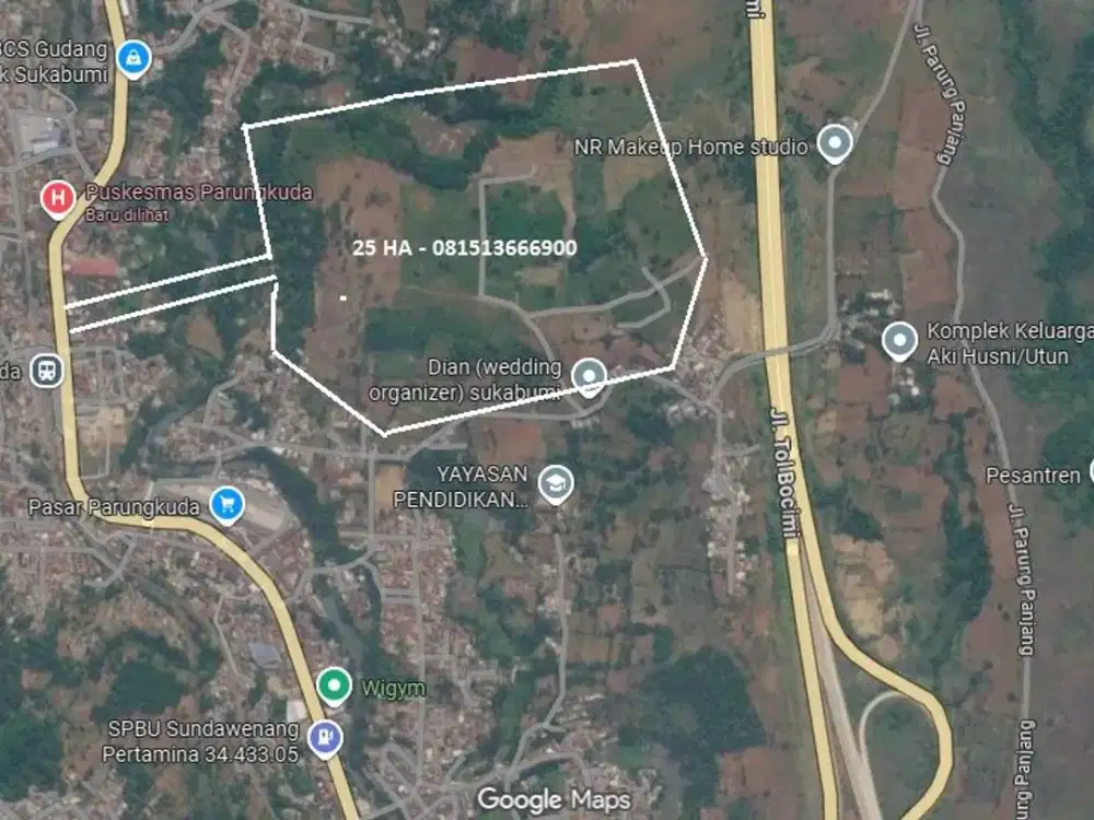 Jual Tanah Murah Bogor 25 Hektar diapit Tol Bocimi dan STasiun Parung Kuda