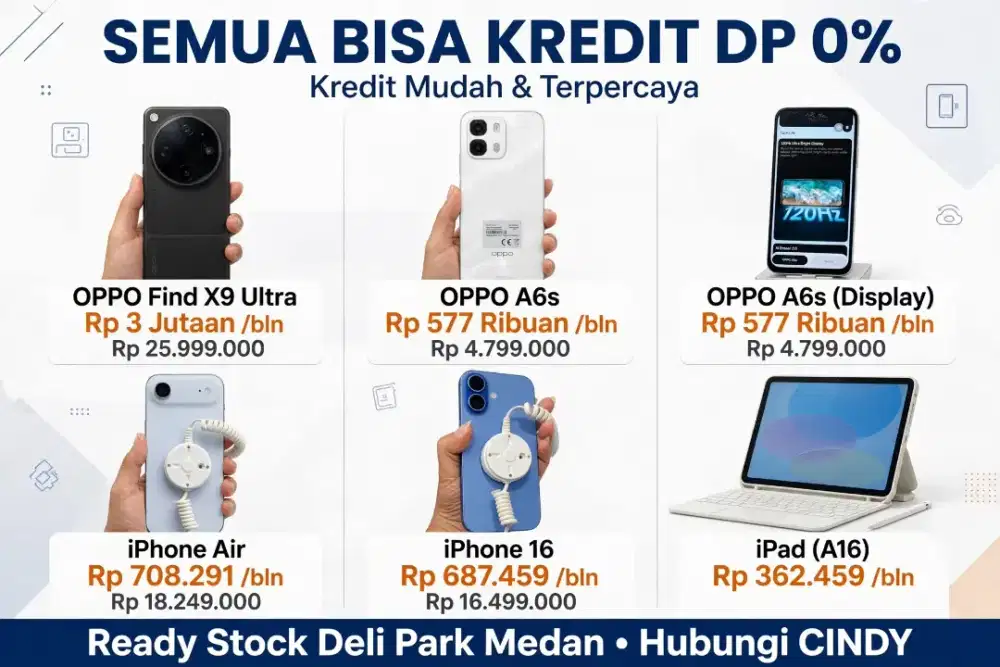 Oppo,iPhone,Samsung bisa di kredit wak