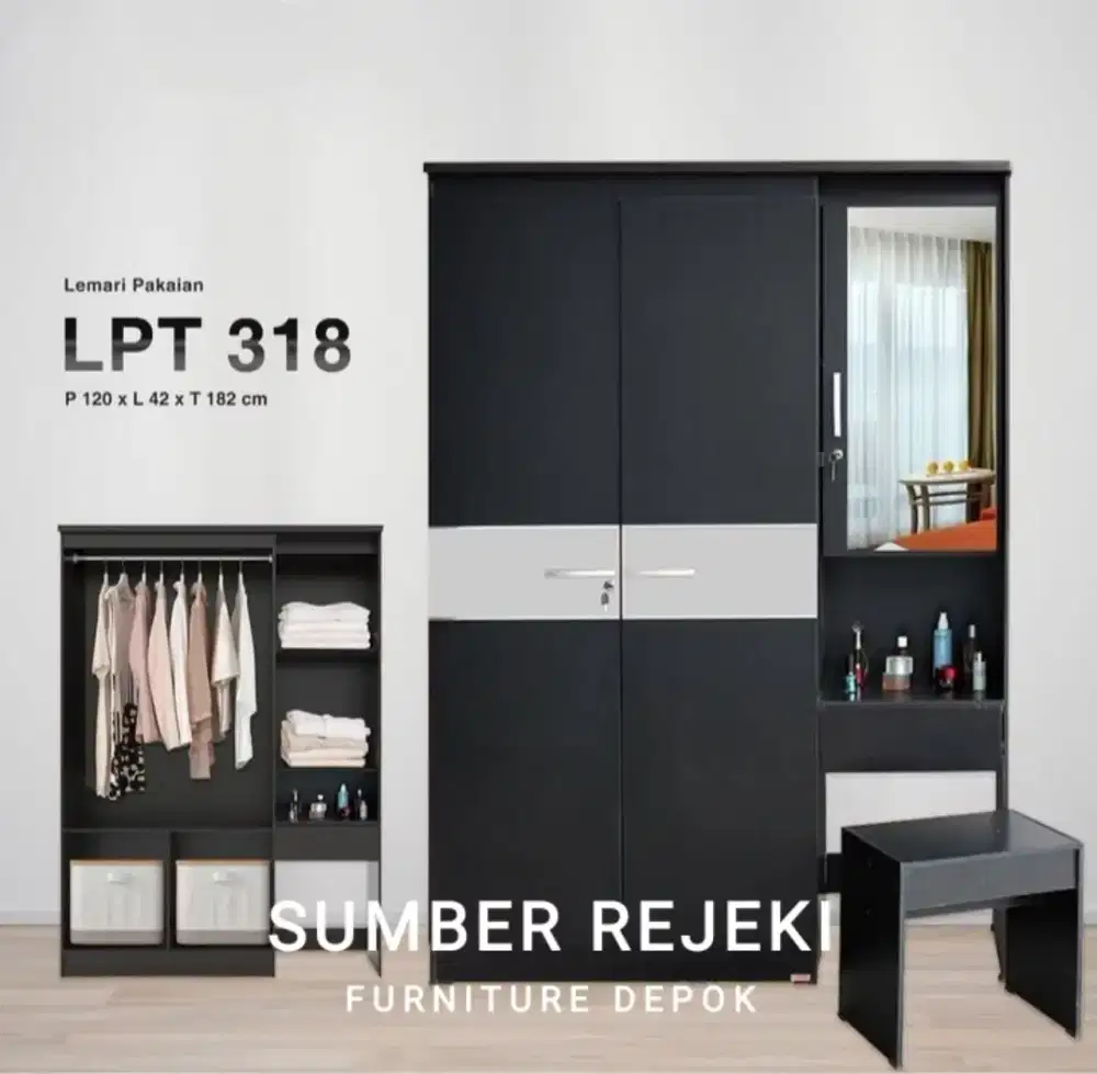 Lemari pakaian 2 pintu plus tempat rias