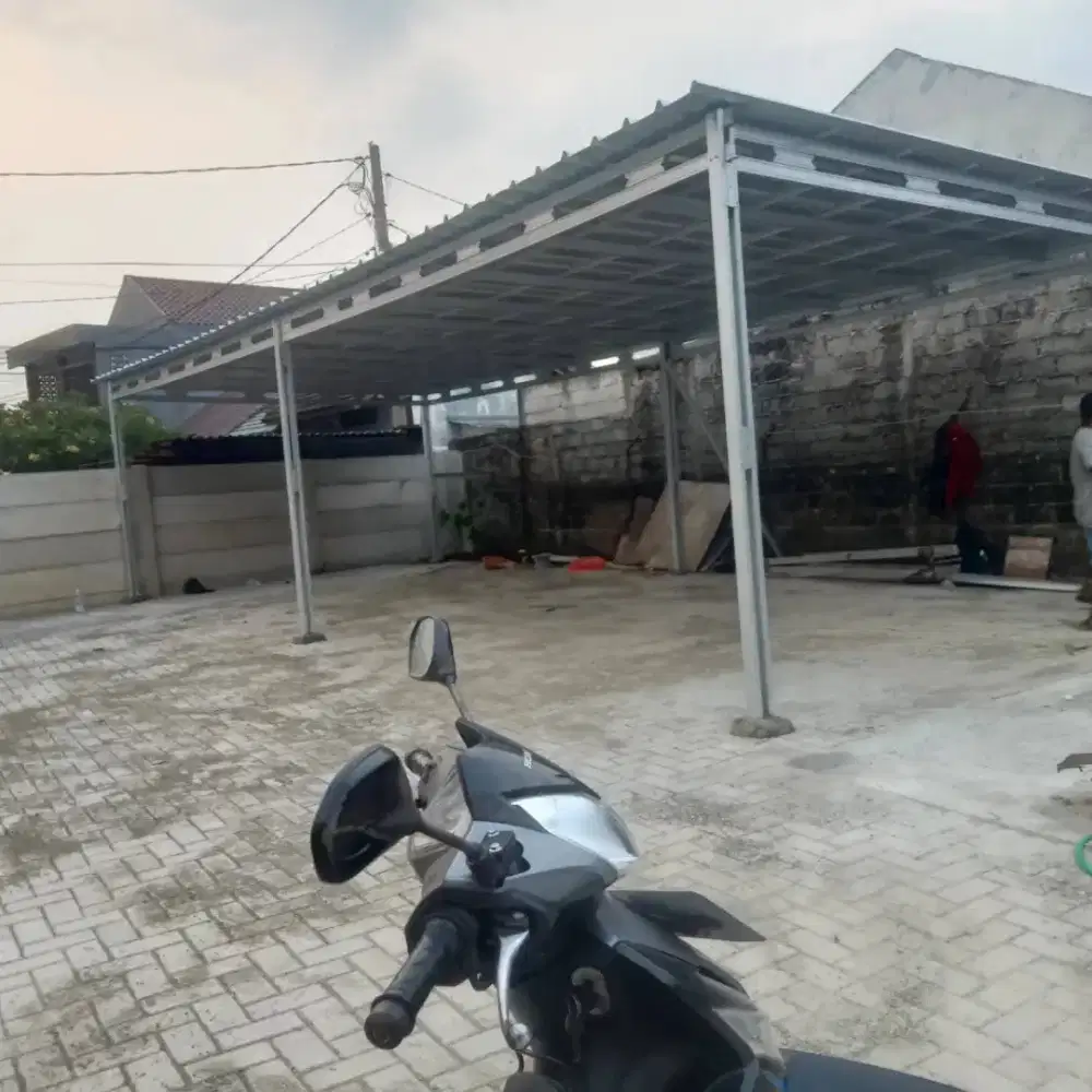 kanopi bajaringan dan galvalum pasir terpasang