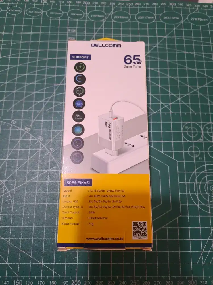 Charger Wellcomm 65W Putih Dual Port Type-C