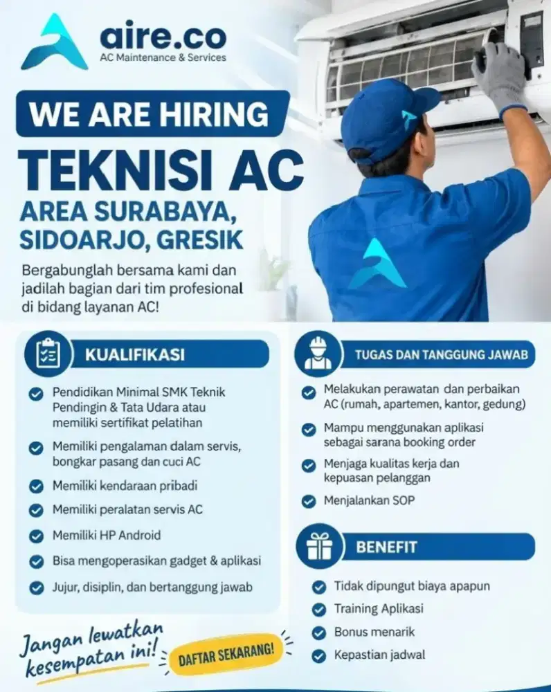 Lowongan Kerja Teknisi AC Segera