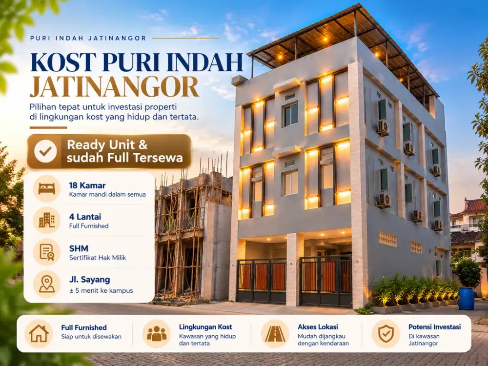 Rukost Jatinangor 18 Kamar Ready Unit & Full Tersewa Puri Indah