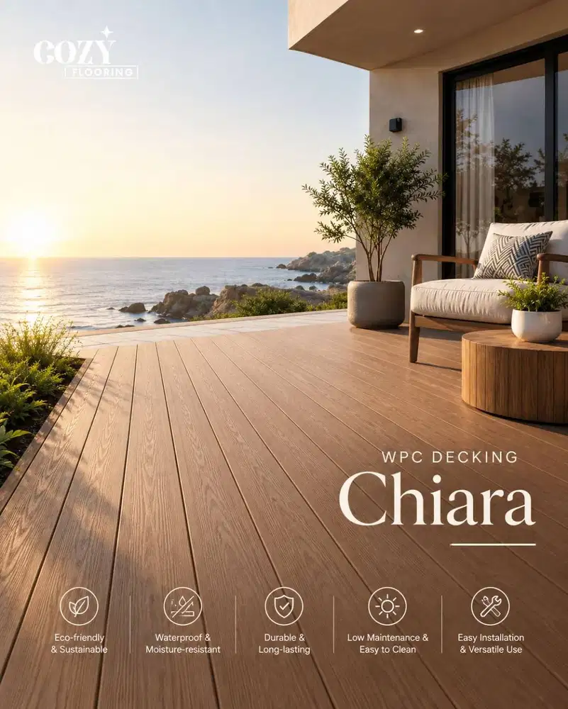 WPC Decking Chiara motif corak kayu / Decking Lantai Outdoor / WPC Woo