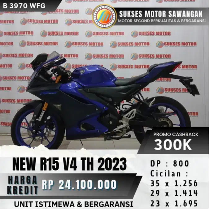 YAMAHA NEW R15 CON TH 2023 V4 BIRU UNIT MULUS BISA CASH KREDIT GARANSI