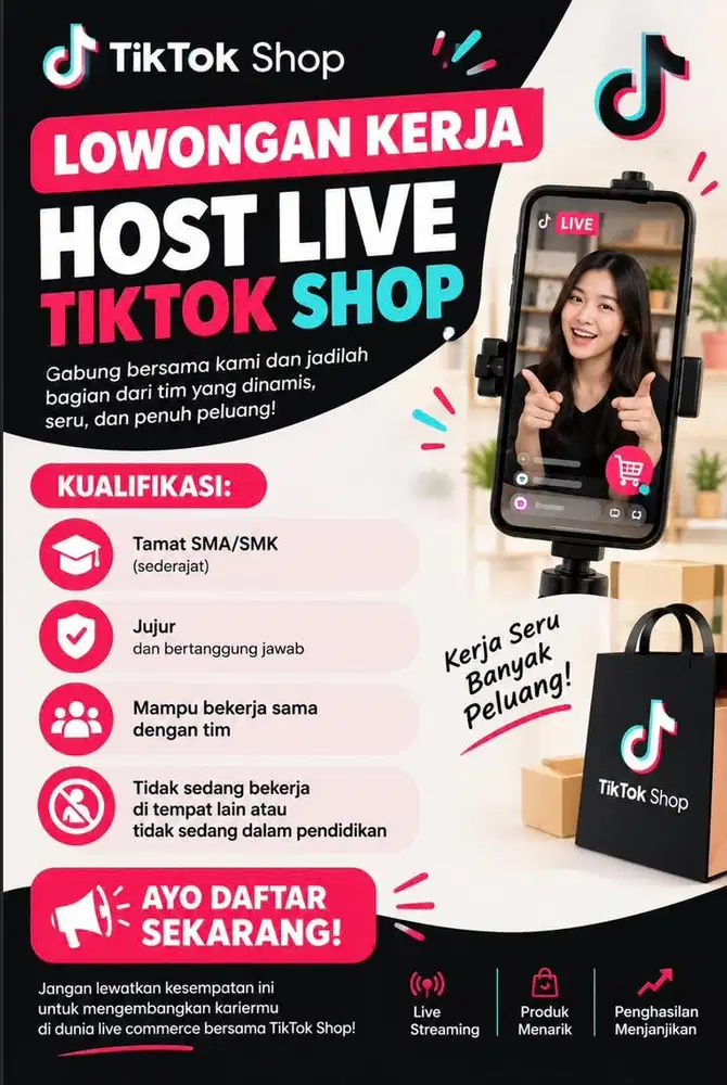 Lowongan kerja host live streaming khusus wanita