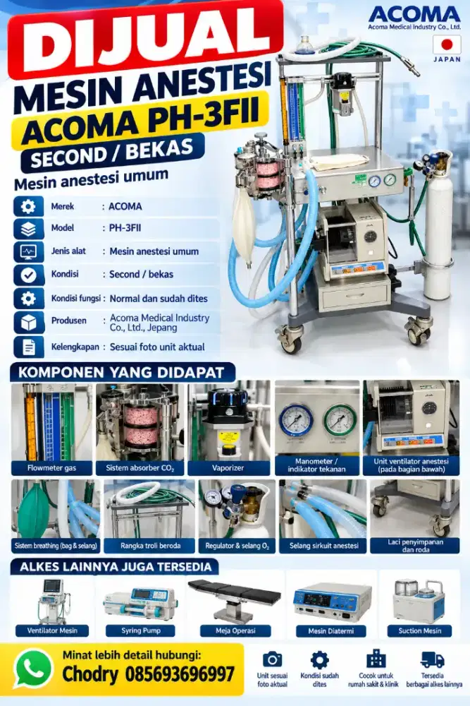 Jual Mesin Anestesi ACOMA PH-3FII Second / Bekas