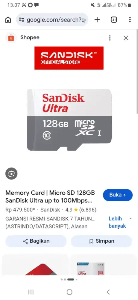 Sandisk 128 GB micro sd