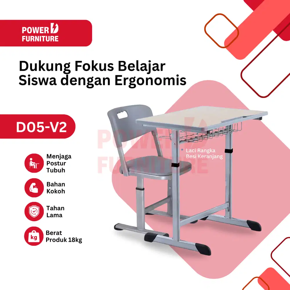 Bangku Sekolah Modern D05 V2 - Kursi Sekolah | Meja Kursi Sekolah