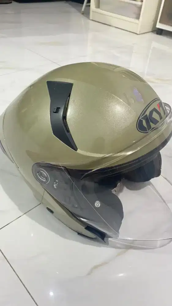 Helm KYT TTR JET Half Face Sand Khakis (Double Visor) Ece R-22-06 Uk.L