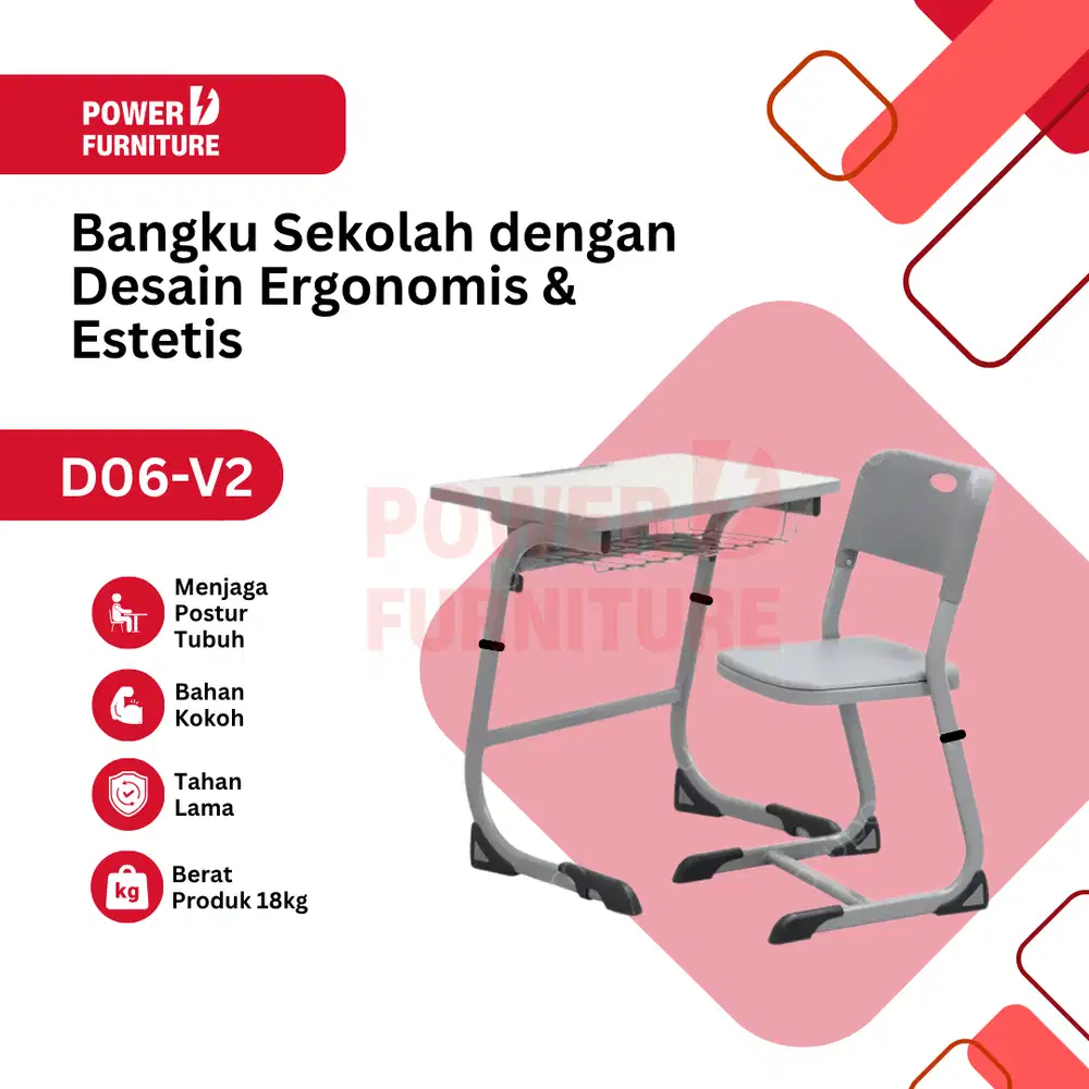Bangku Siswa D06 V2 - Set Meja Kursi Sekolah | Meja Kursi Sekolah Besi