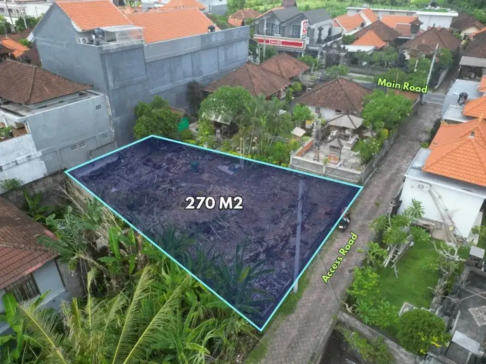 270 sqm  Prime Residential Leasehold Land with Private Parking in Pererenan, Canggu Corridor